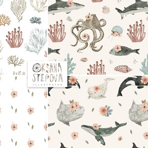 Underwater Seamless Patterns | Sea Life Digital Paper | Printable ...