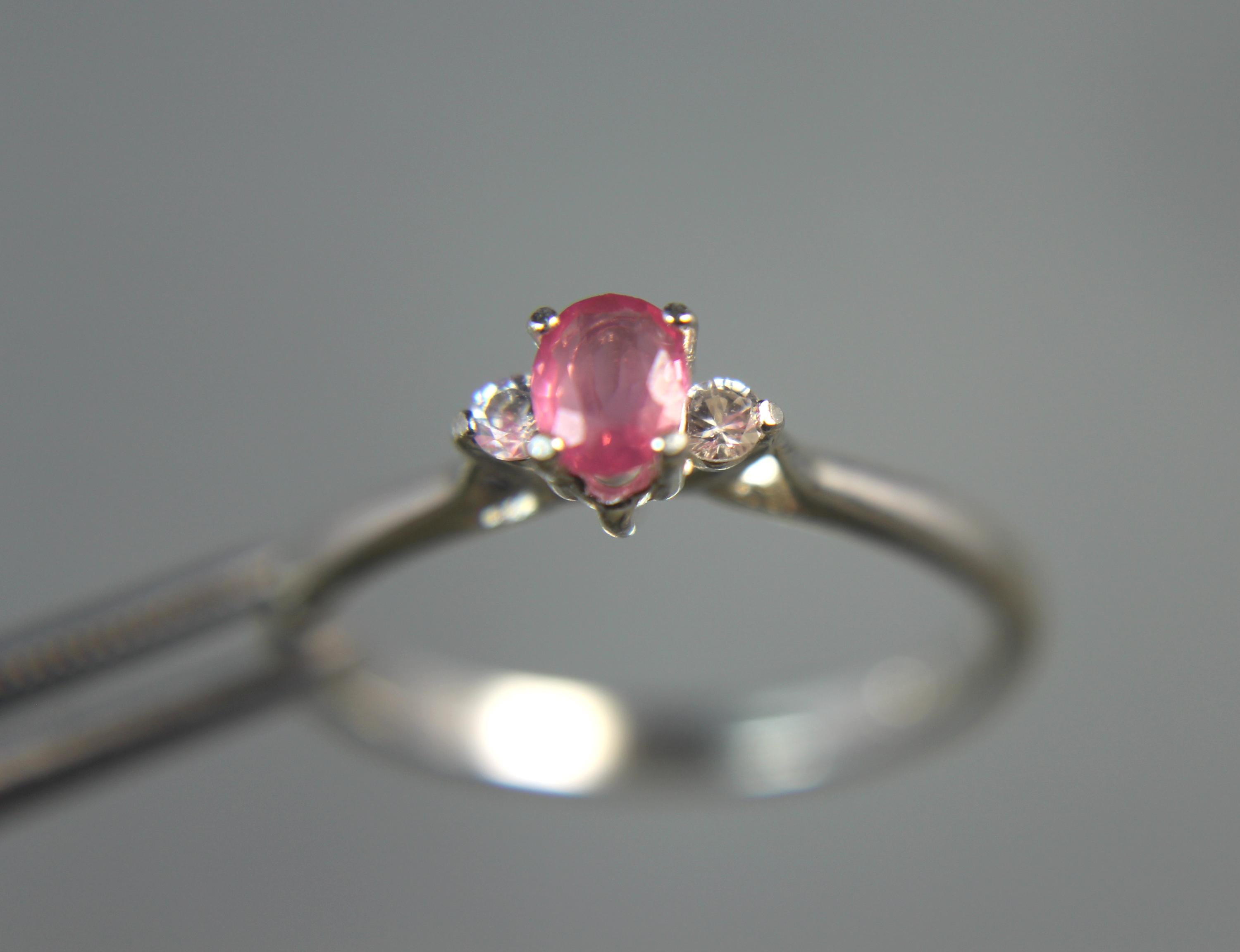Pink Spinal Rings Pink Spinel Ring: 925 Sterling Silver White Sapphire Accents Size 7 - Etsy