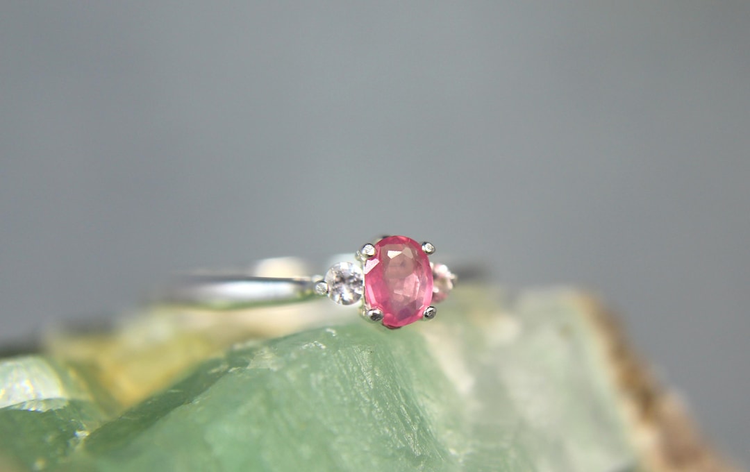 Pink Spinal Rings Pink Spinel Ring: 925 Sterling Silver White Sapphire Accents Size 7 - Etsy