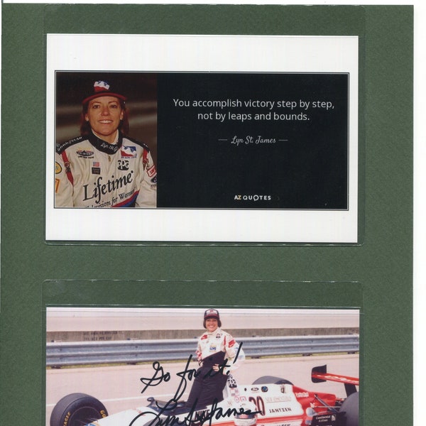 Lynn St. James Signed Autograph 4x6 Color Photograph Mat Display - Indy Car Series Race Car Driver - 1992 Indy 500 Rookie of the Year.