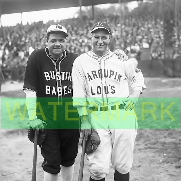 Babe Ruth, Lou Gehrig, Barnstorming Days 8 x 10 Photo B&W On Premium Paper The Babe, The Iron Horse, New York Yankees, Baseball World Series