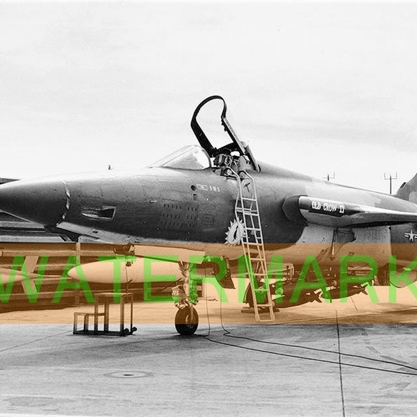 F-105 Aircraft Flown By World War 2 Triple Ace Aviator, Clarence "BUD" Anderson * Historic Aircraft "OLD CROW" Print * 8 x 10 Luster Paper.