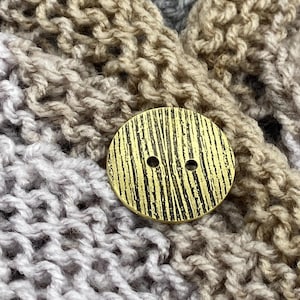 Handmade Woodgrain Etched Metal Buttons: Brass & Copper, Modern Notions