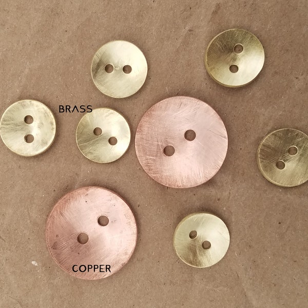 Handmade Metal Buttons Matte Scratch Finish Brass Copper Nickel