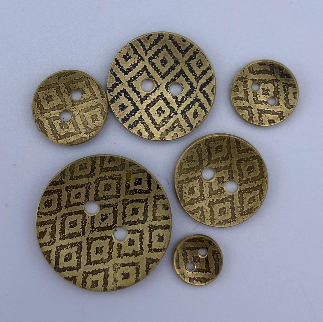 Handmade Etched Metal Buttons: Rustic Diamond Pattern - Etsy