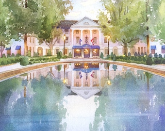 Wedding Venue watercolor, Hand-painted Venue Save the Date illustration, Proposal location