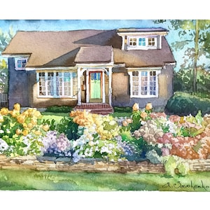 Original watercolor painting. Custom watercolor house portrait hand-painted with watercolor paints on thick watercolor paper.
Available sizes: 4x6 inch, 5x7 inch, 6x8 inch, 8x10 inch, 9x12 inch.