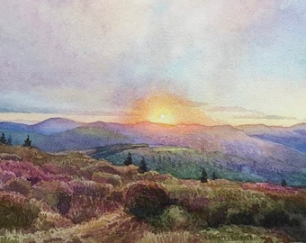 Custom landscape painting Sunset Watercolor painting Landscape scenery painting from photo Commission art Memory gift 1st Paper Anniversary