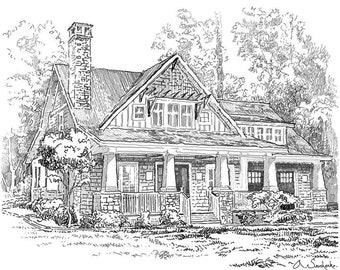 Custom house portrait Digital home line drawing Custom venue sketch Custom building drawing Black & white Landscape drawing Realtor gift