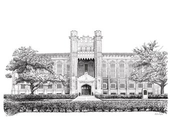 University of Oklahoma Library Art print Bizzell Memorial Library, Norman Oklahoma art OU Graduation gift Oklahoma Landmark Digital download