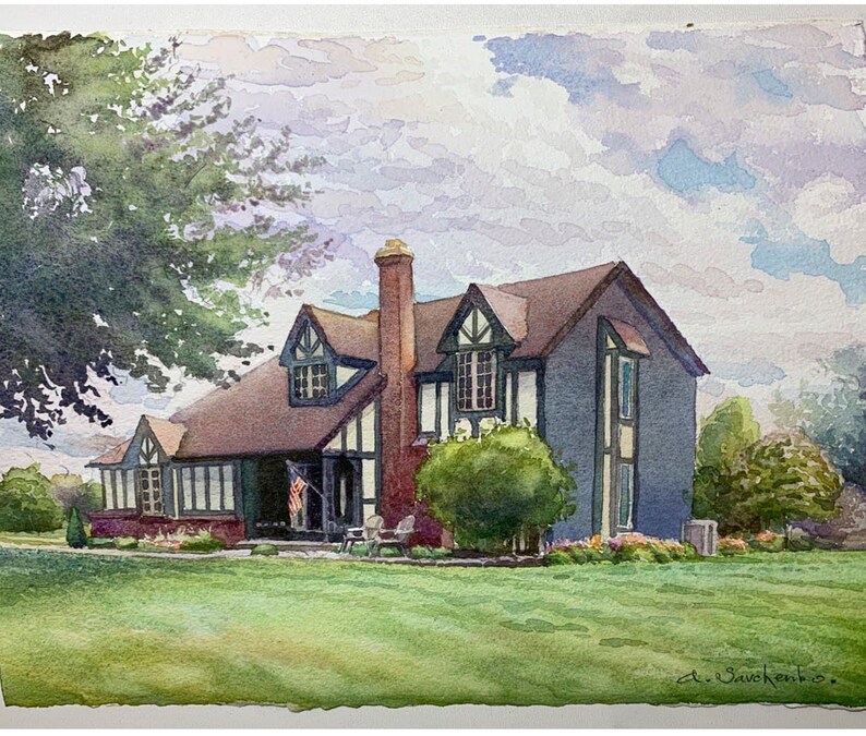 Custom Watercolor house portrait Watercolor painting of your house New home gift Our First Home Unique Housewarming gift Realtor gift Bild 6