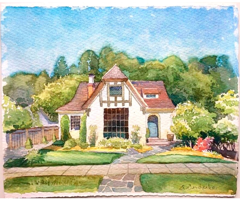 Custom watercolor house painting Watercolor House portrait Etsy