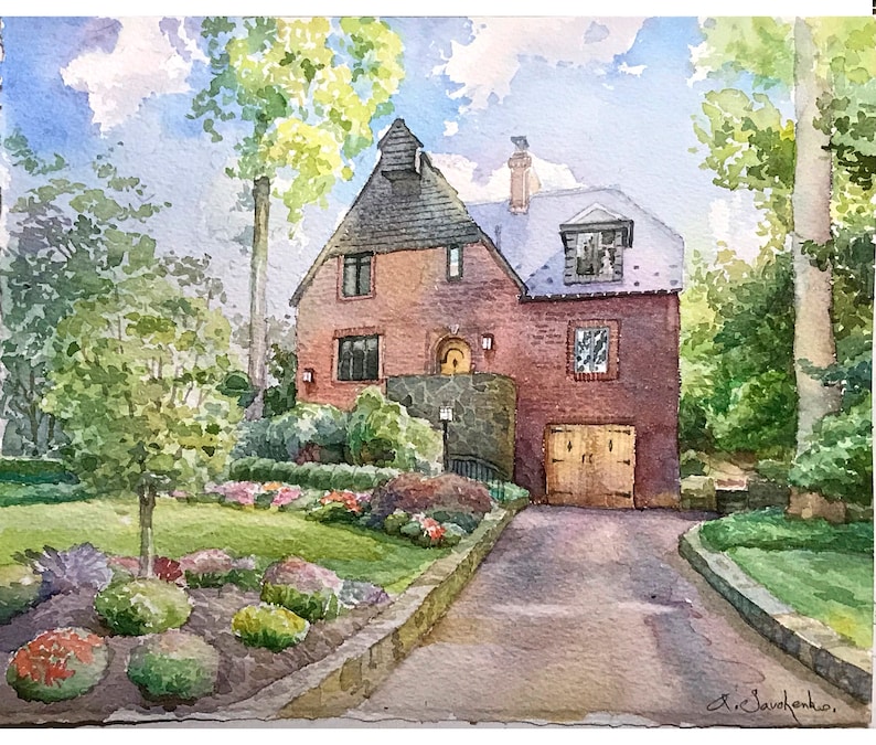 Custom Watercolor house portrait Watercolor painting of your house New home gift Our First Home Unique Housewarming gift Realtor gift image 4