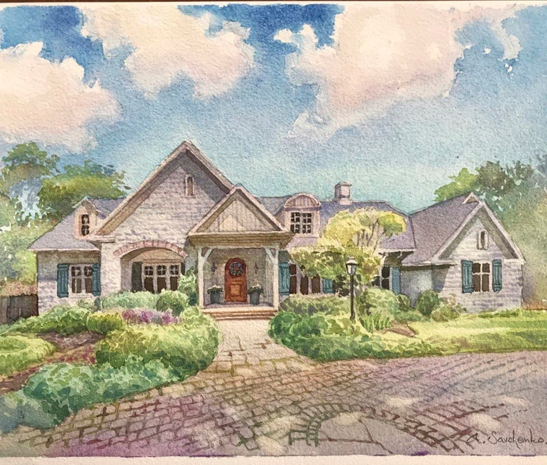 Custom Watercolor house portrait Watercolor painting of your house New home gift Our First Home Unique Housewarming gift Realtor gift image 5
