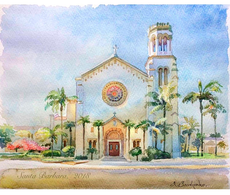 Church Interior painting Religion Christian painting St. James Catholic Church interior painting Custom Venue painting Wedding gift image 6