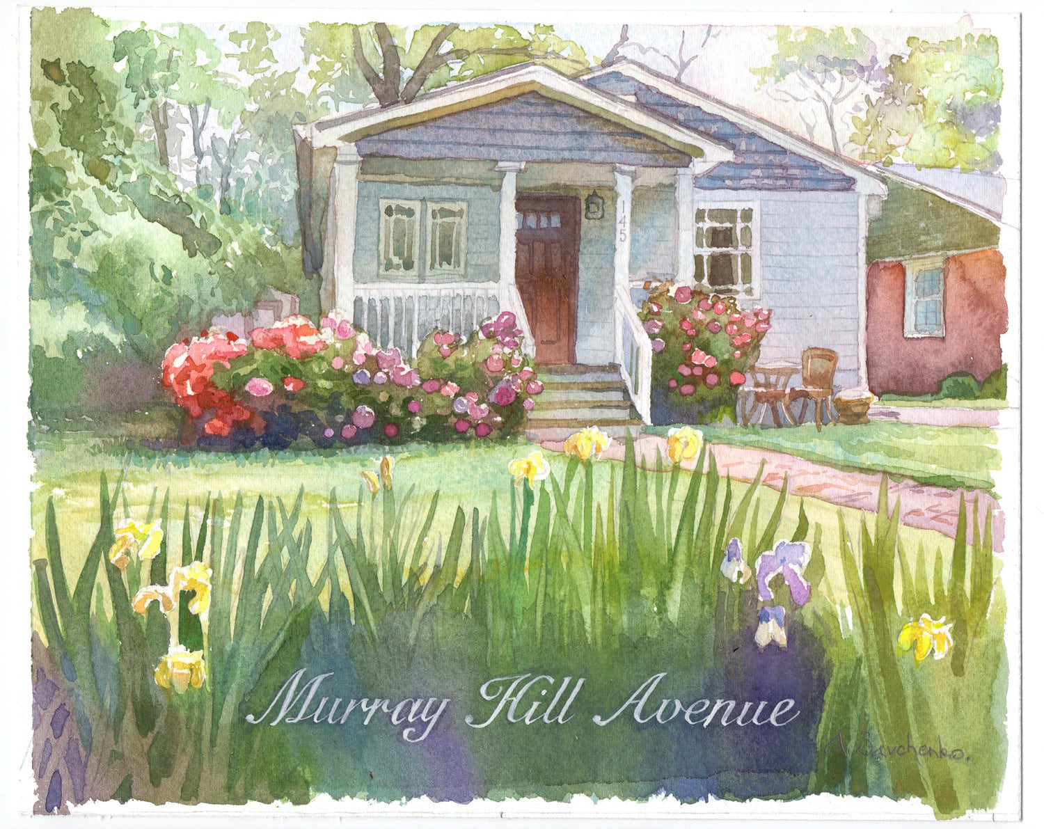 Custom house painting Watercolor house portrait including pets Etsy
