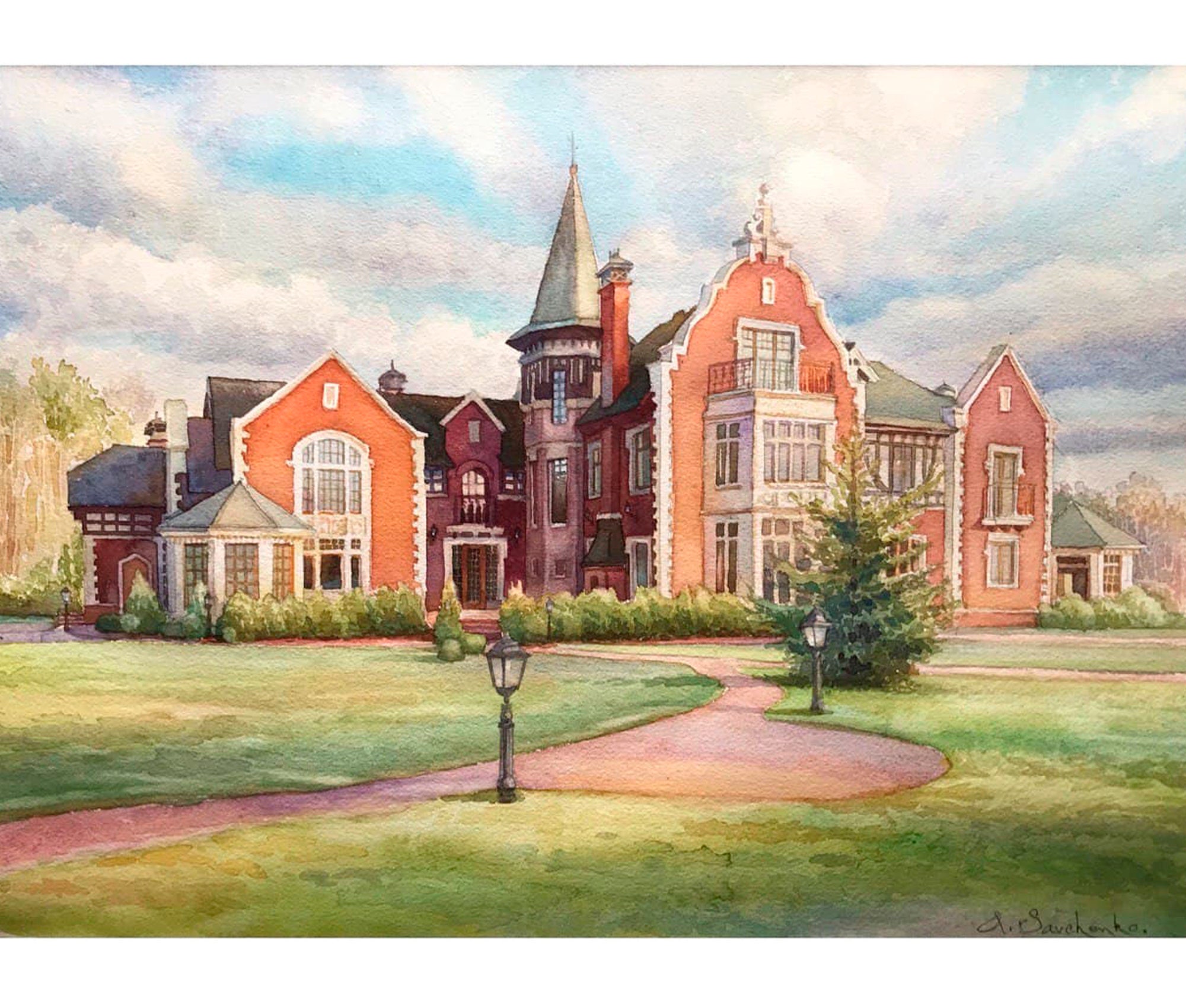 Watercolor house portrait Custom watercolor house painting Etsy