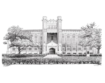 Bizzell Memorial Library, University of Oklahoma Art print, Norman Oklahoma print Graduation gift Oklahoma Landmark Digital download