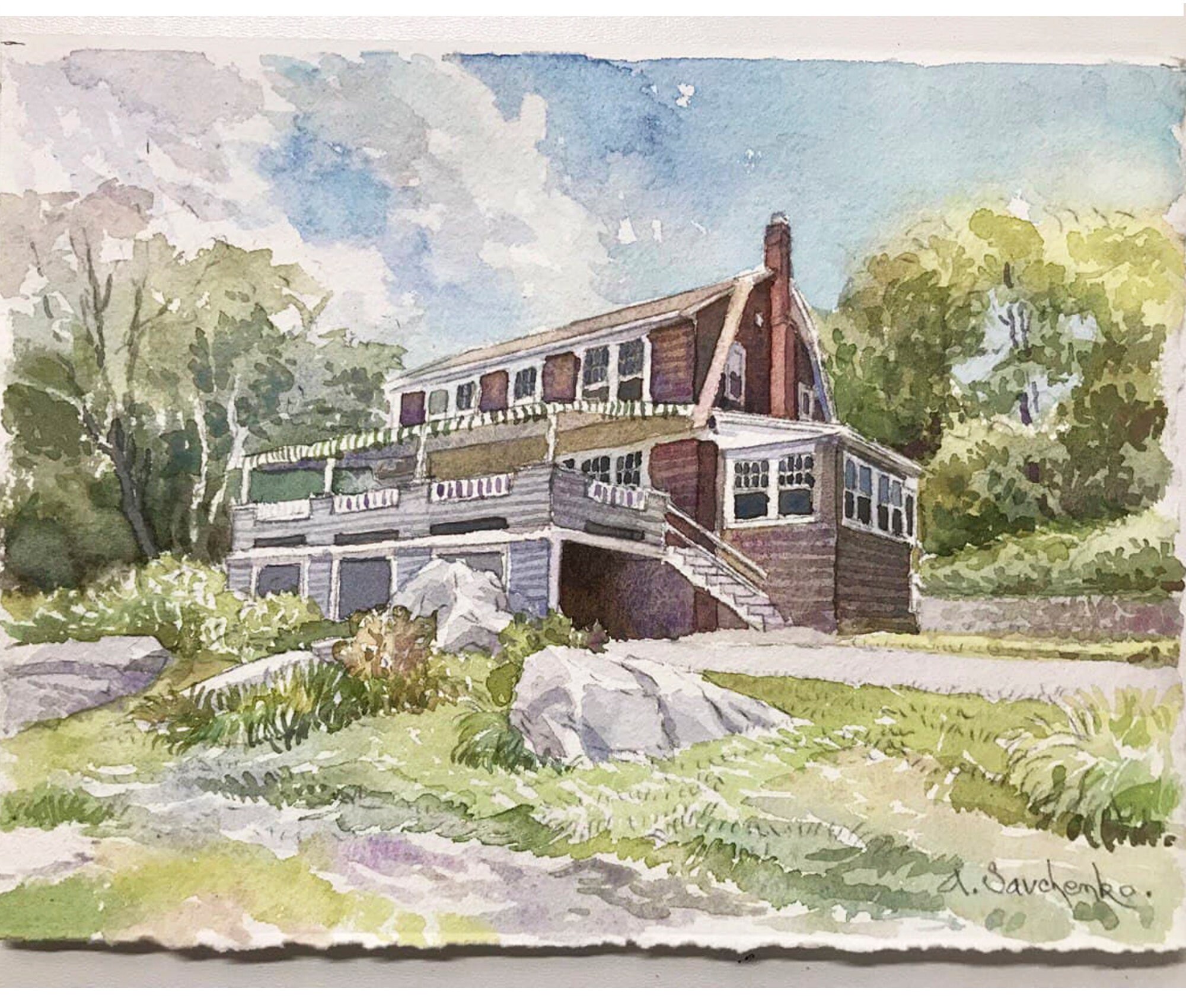 Watercolor Paintings of homes, businesses, pets