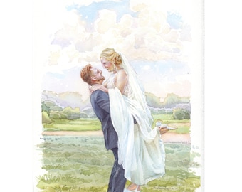 Custom Watercolor Wedding portrait Custom Couple portrait Wedding painting from photo Wedding watercolor art Anniversary gift Gift for Wife