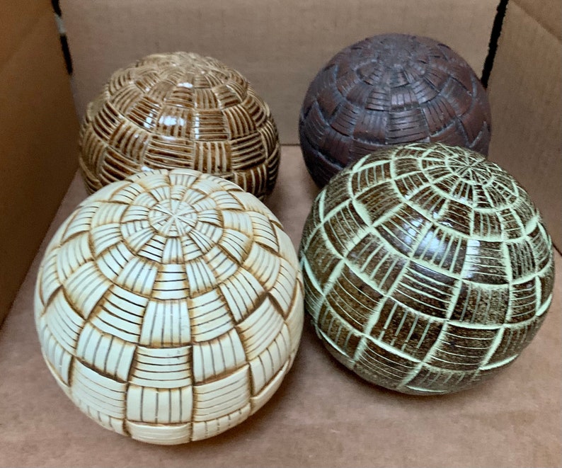 Decorative Orbs Set of 4 Decorative Balls Spheres Tray / Glass Etsy