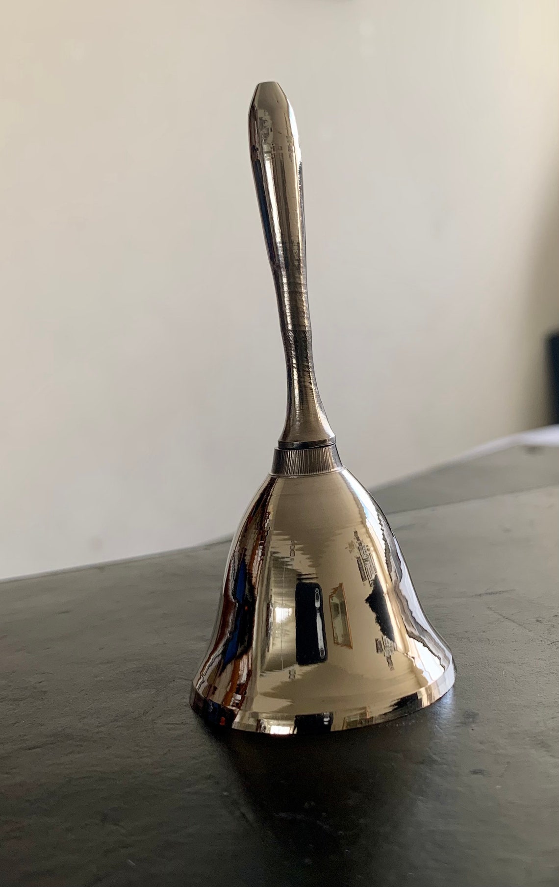 Brass Hand Held Bell 3.5H Silver Nickel Chrome Plated Bell Etsy