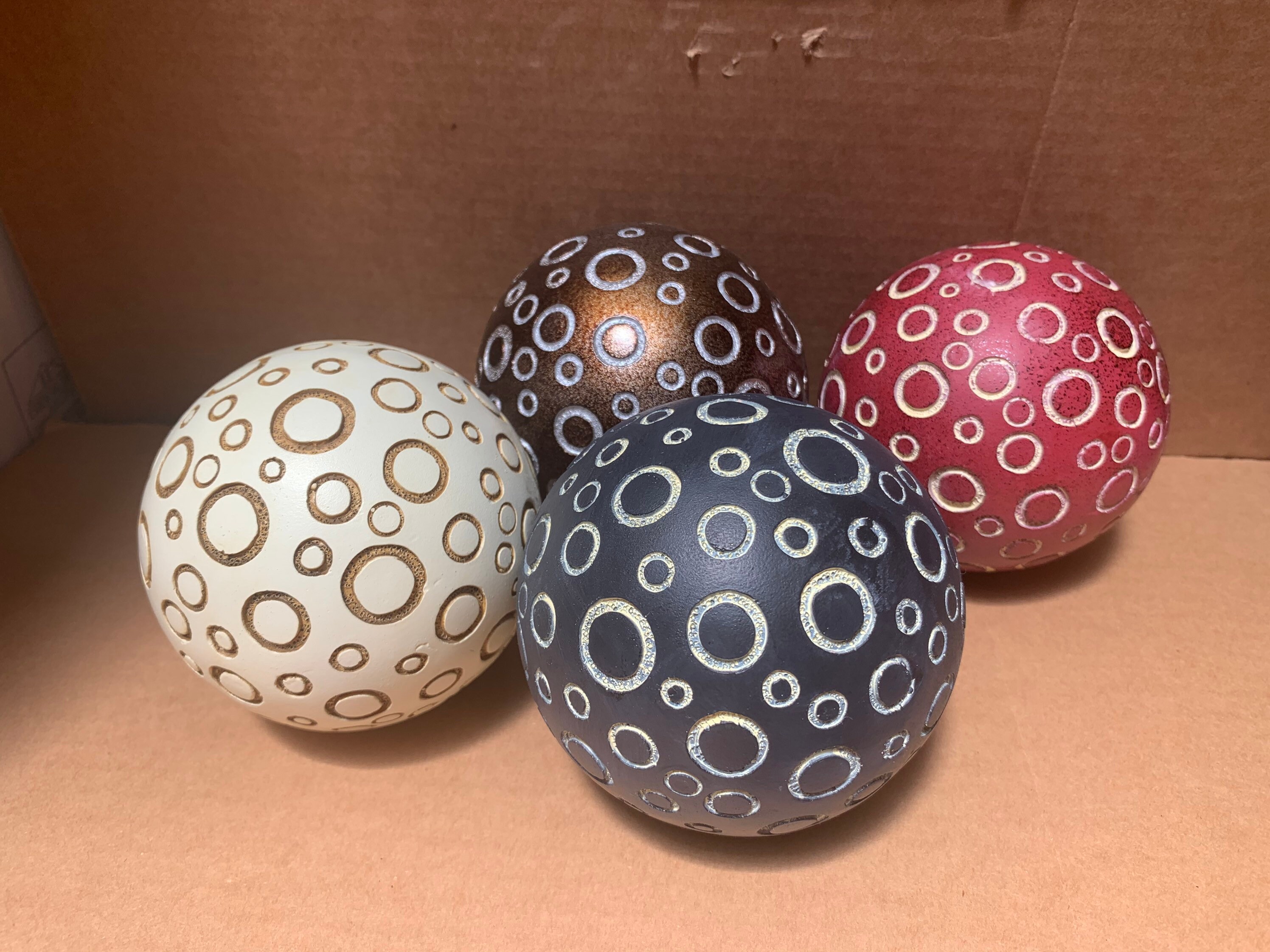 Decorative Orbs Set of 4 Decorative Balls Spheres Tray / Glass Etsy