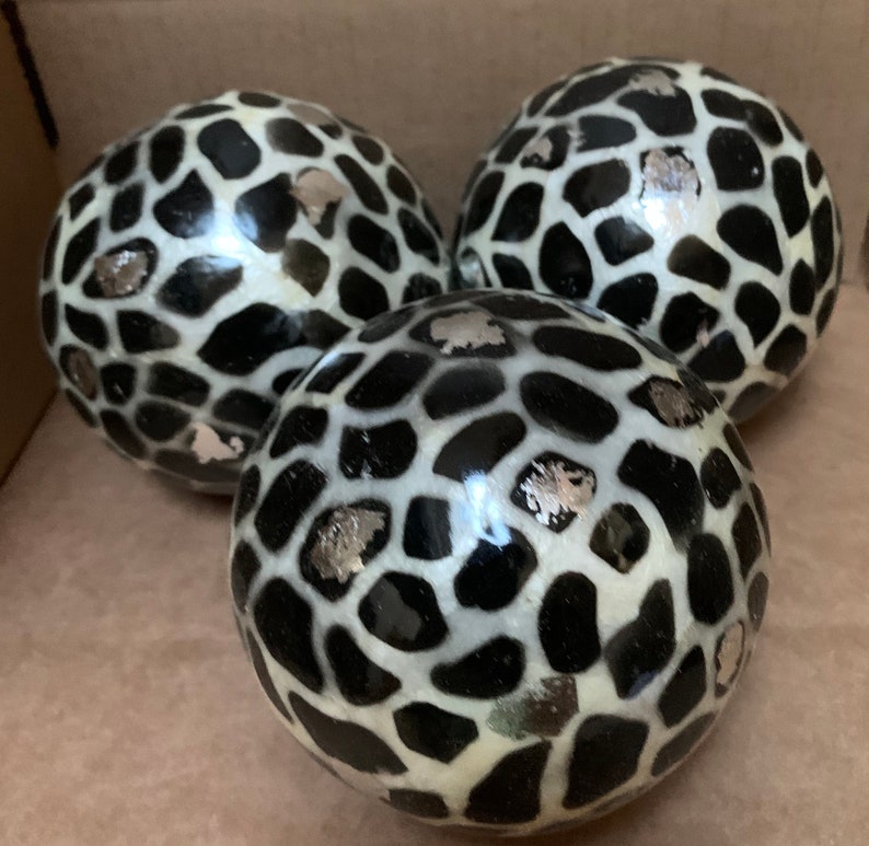 Decorative Orbs Set of 3 Decorative Balls Spheres Tray / Glass Etsy