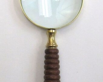 BRASS MOTHER PEARL MAGNIFIER HANDHELD ANTIQUE HAND LENS MAGNIFYING GLASS MG 02 