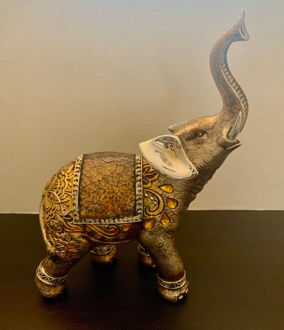 11H Elephant Figurine Trunk up Feng Shui Elephant Statue Home Etsy