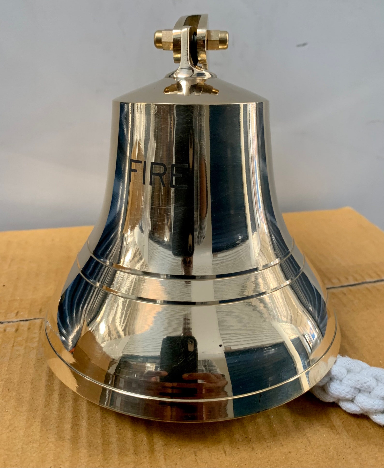 Brass Fire Bell 7.5H Fire Bell With Handmade Lanyard Nautical Etsy
