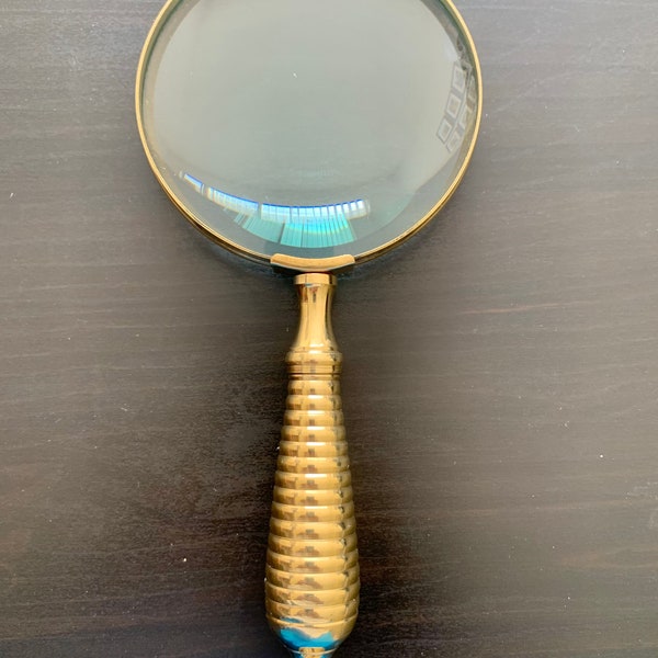 9.5” Brass Magnifying Glass Handheld Magnifying glass Reading Glass Magnifier
