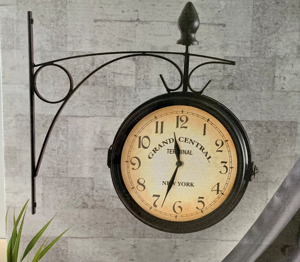 Vintage Double Side Wall Clock Railway Clock Decorative Wall Etsy