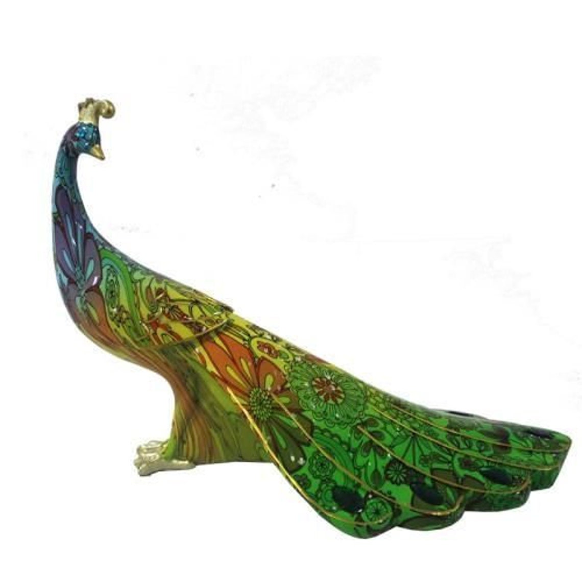 12L Peacock Figurine Peacock Statue Resin Etsy