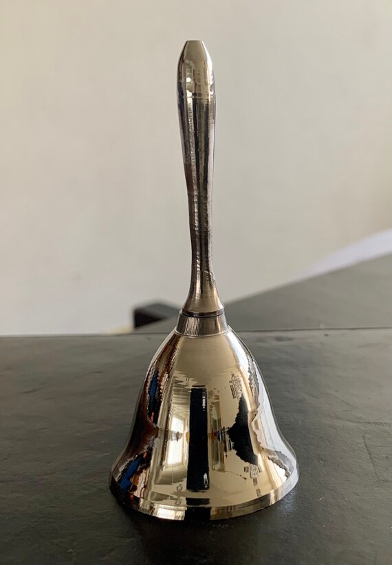 Brass Hand Held Bell 3.5H Silver Nickel Chrome Plated Bell Etsy