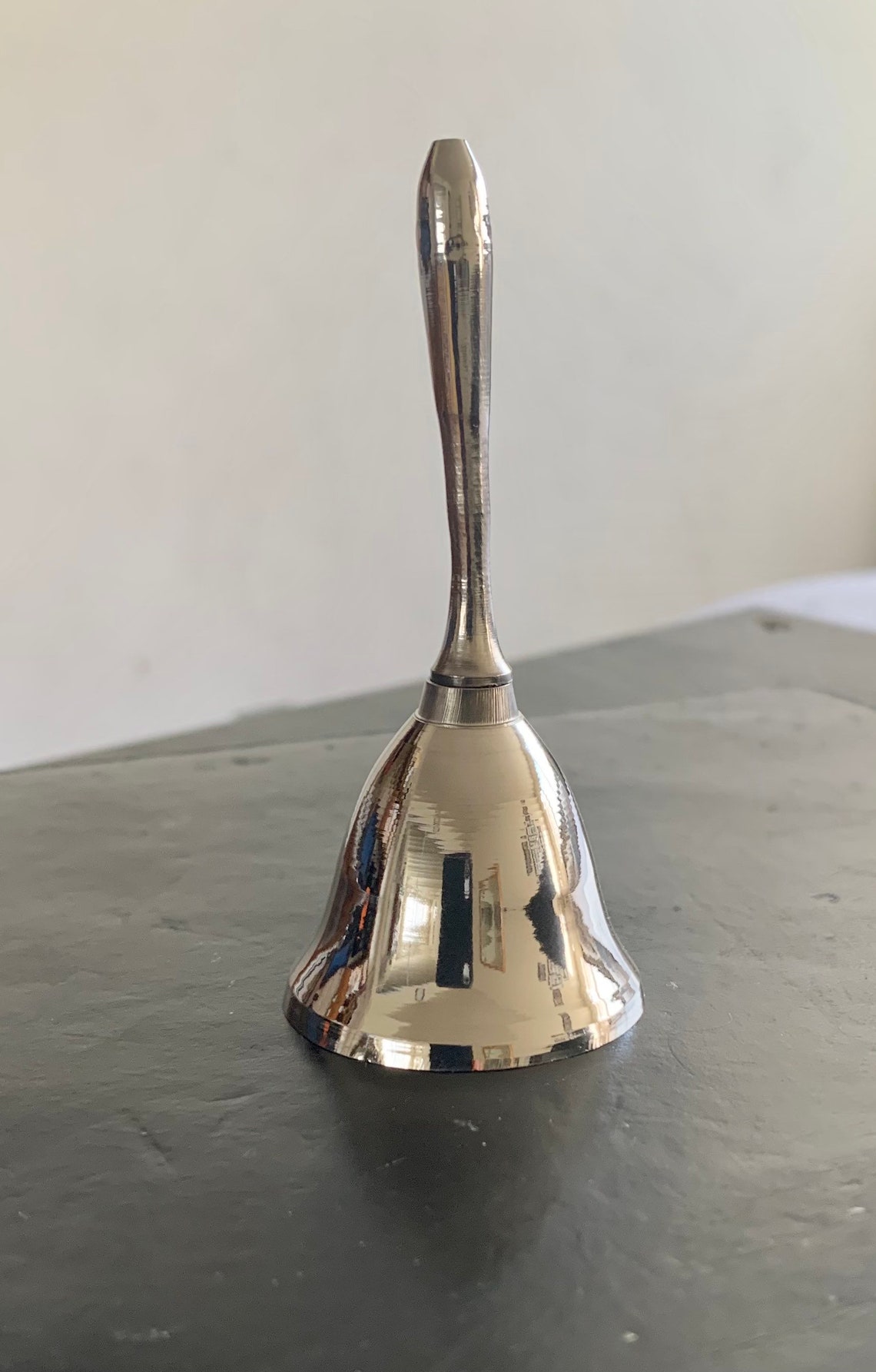 Brass Hand Held Bell 3.5H Silver Nickel Chrome Plated Bell Etsy