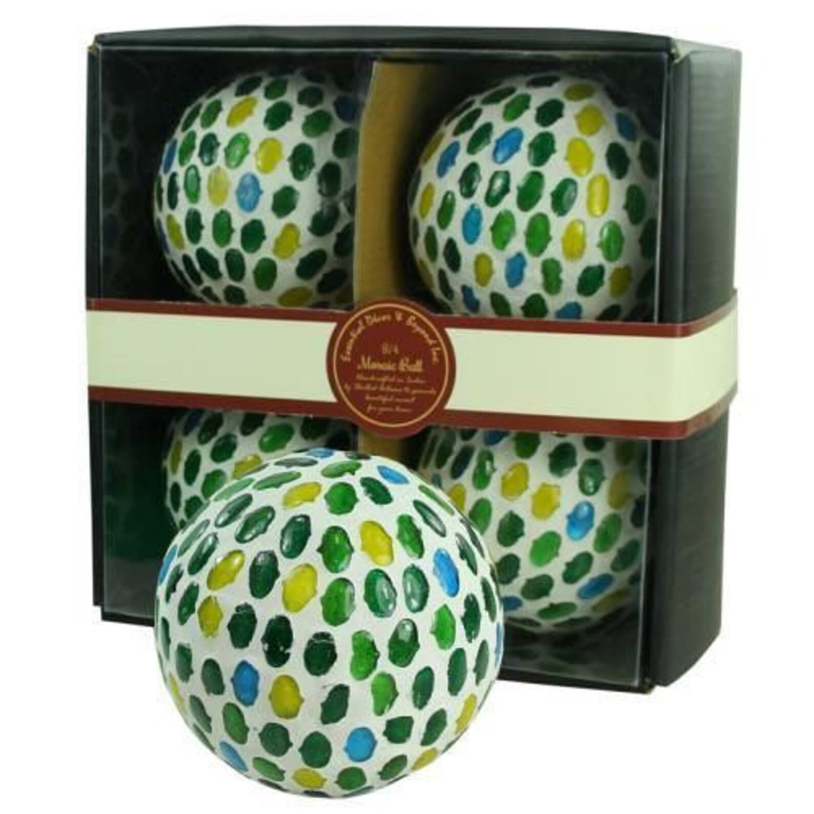 Mosaic Orbs Set of 4 Decorative Balls Spheres Tray / Glass Jar Etsy