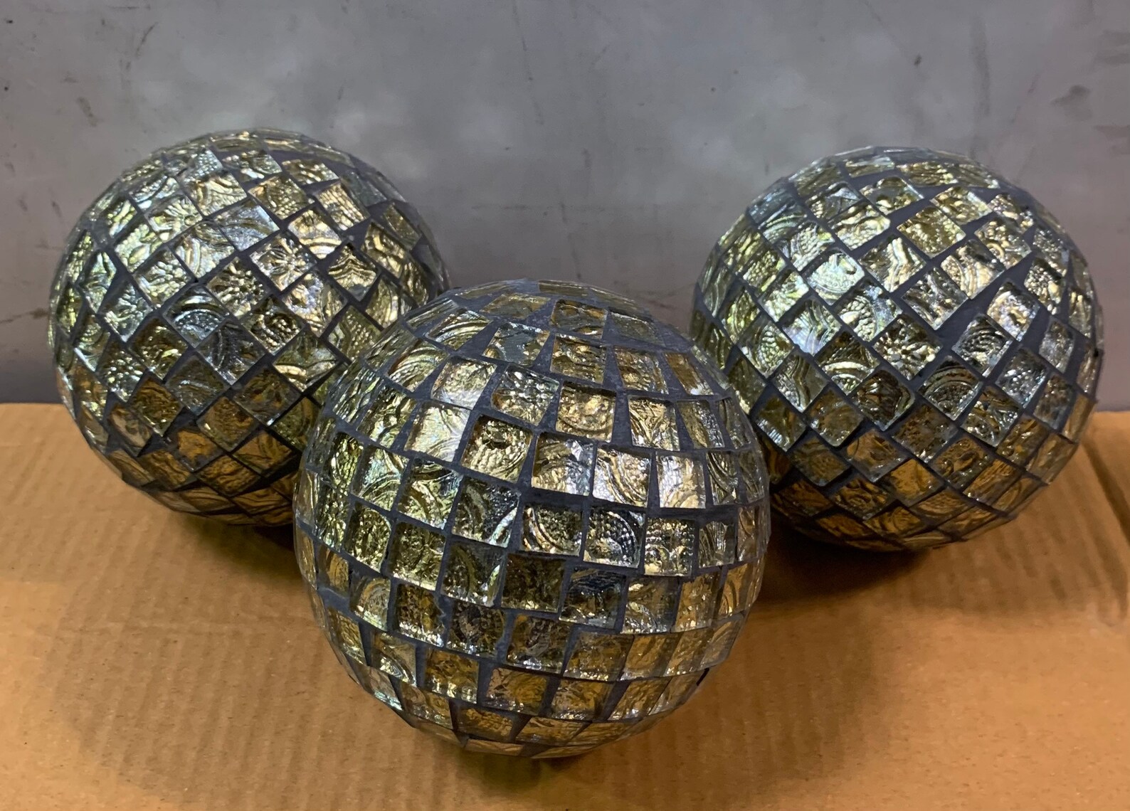 Mosaic Orbs Set of 3 Decorative Balls Spheres Tray / Glass Jar Etsy