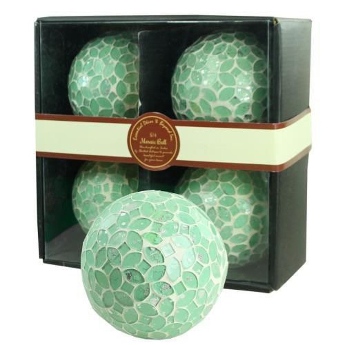 Mosaic Orbs Set of 4 Decorative Balls Spheres Tray / Glass Jar Etsy