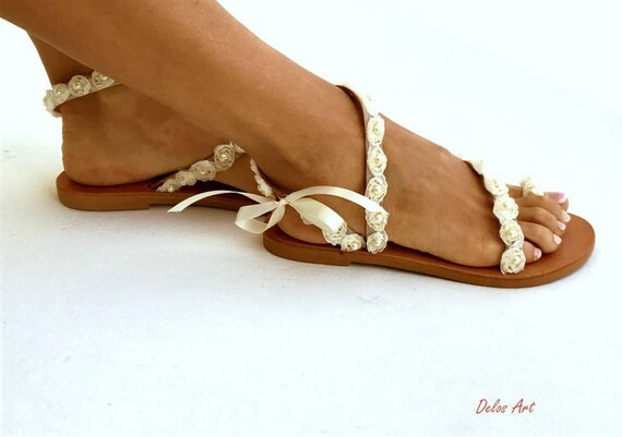 white beach wedding sandals