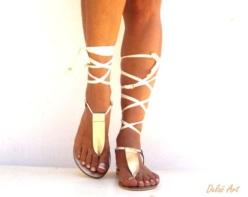 gold lace up gladiator heels