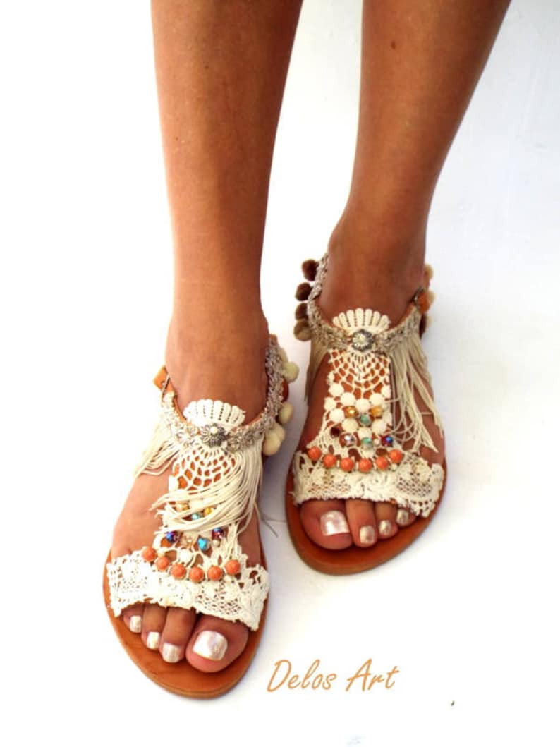 boho lace up sandals