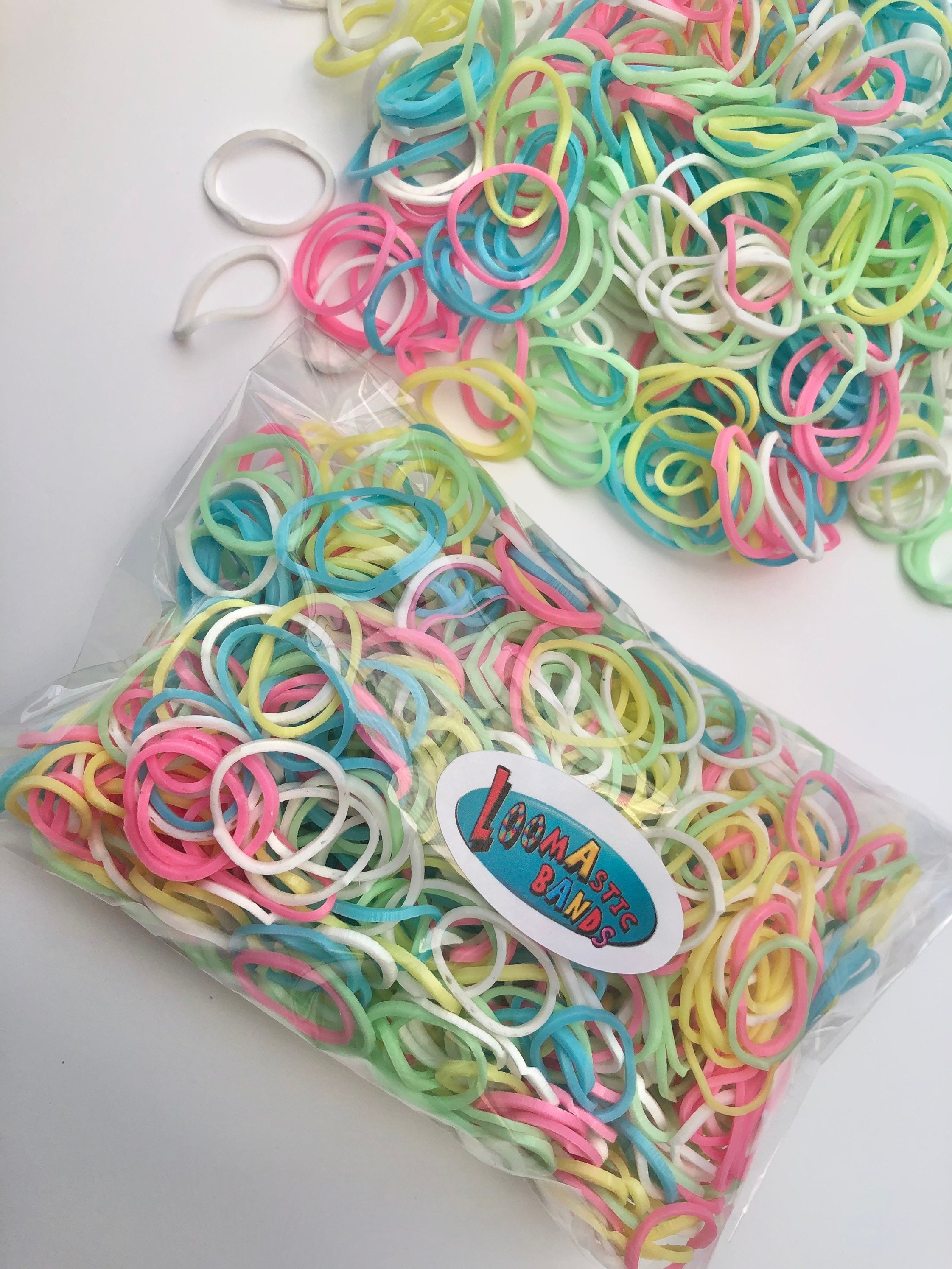 600 Loomastic Bands Pastel Mix Loom Bands/12 Clips/hook Etsy UK