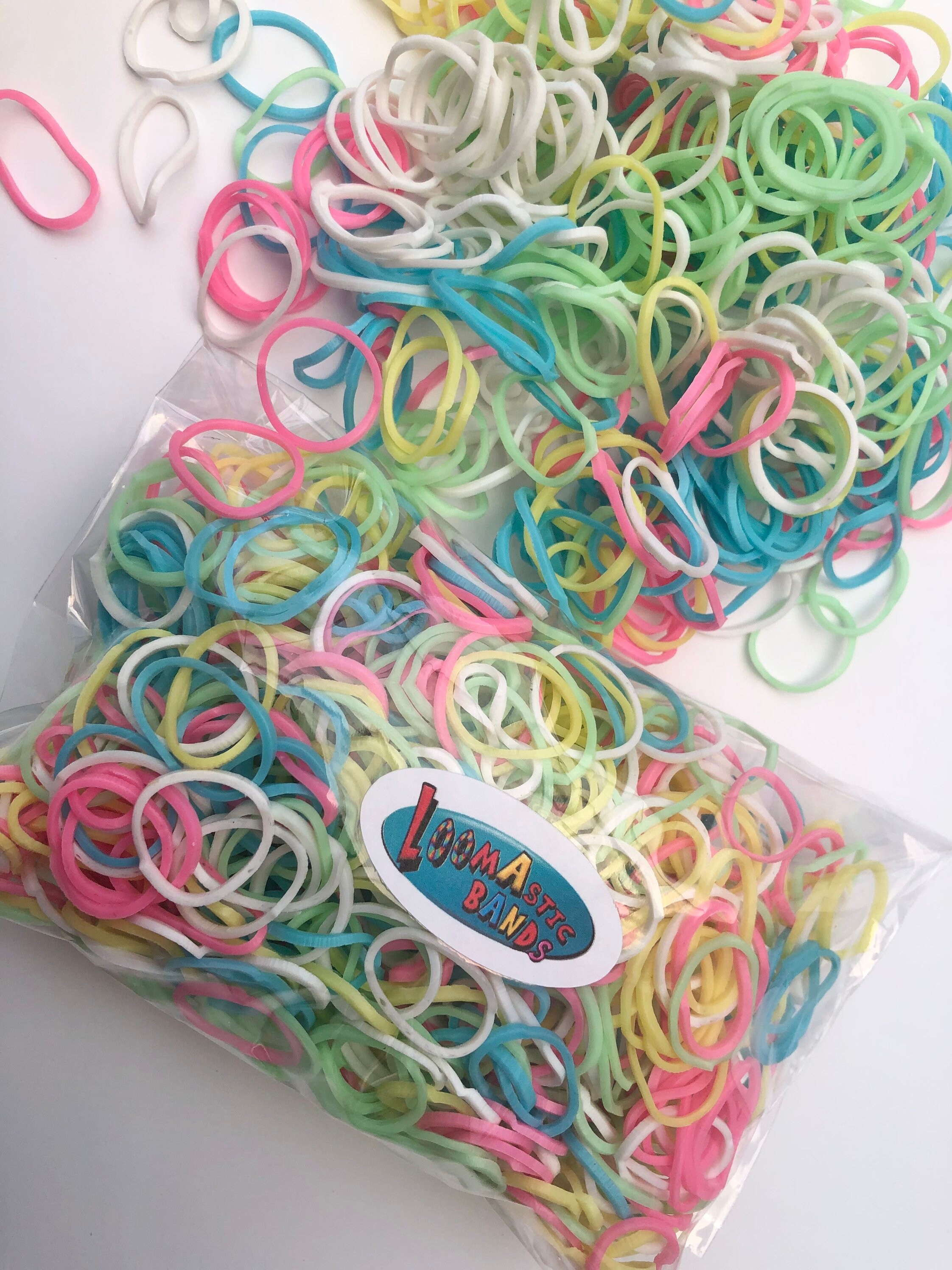 600 Loomastic Bands Pastel Mix Loom Bands/12 Clips/hook Etsy UK