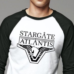 Atlantis T-Shirt Langarm Baseball Reglan Shirt Vintage SG1 Stargate Kommando SGC Universum SciFi Science Fiction Origins
