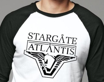 Atlantis T-Shirt Long Sleeve Baseball Reglan Shirt Vintage SG1 Stargate Command SGC Universe SciFi Science fiction Origins