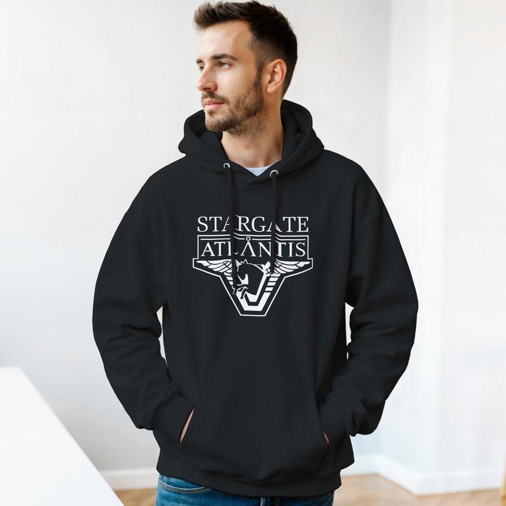 Sweat à Capuche Stargate (SG-1, Atlantis) - T-shirt Graphique Noir - 100% Coton - Neuf Avec étiquettes