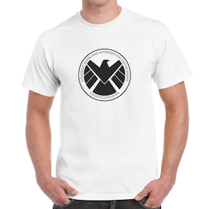 SHIELD S.H.I.E.L.D. Hoodie Hooded Sweatshirt Pullover Hood Marvel Agents of Shield Captain America Thor Iron Man Sweater Black Panther Hero White T-Shirt