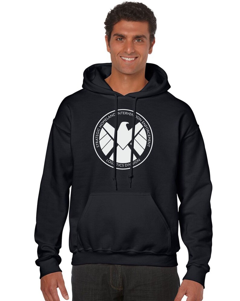 SHIELD S.H.I.E.L.D. Hoodie Hooded Sweatshirt Pullover Hood Black