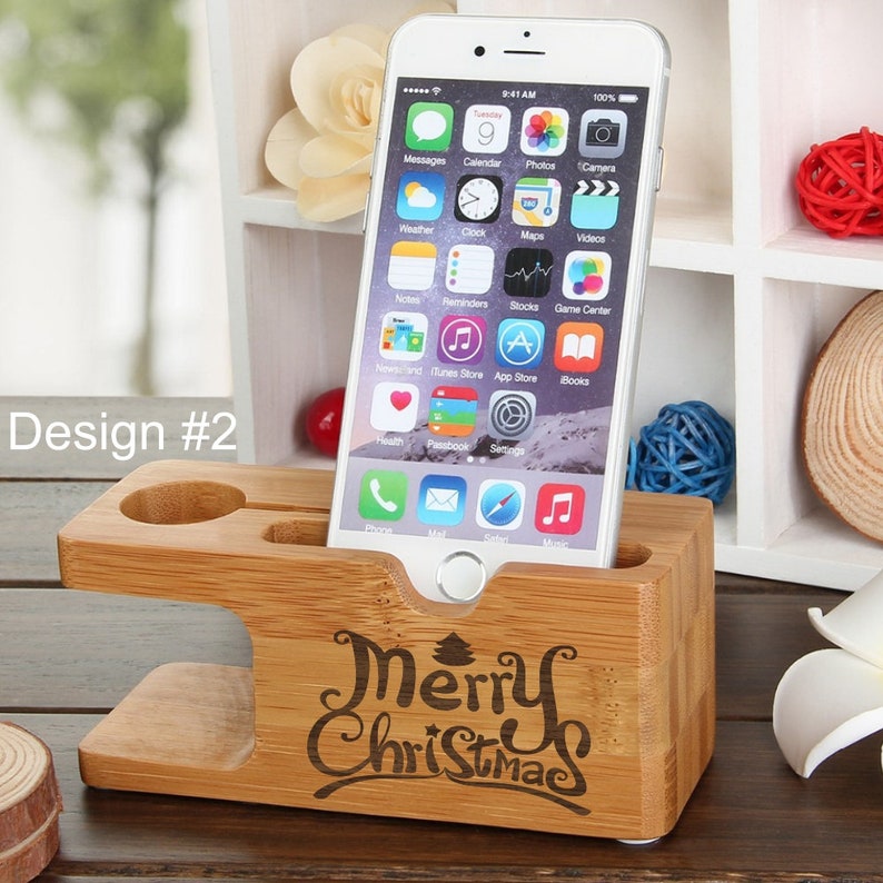 iPhone Docking Station Real Wood Apple XR 11 Watch Christmas image 2